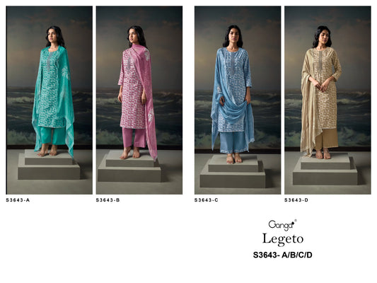 Legeto 3643 Ganga Premium Cotton Pant Style Suits Wholesaler Ahmedabad