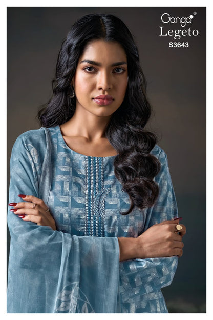 Legeto 3643 Ganga Premium Cotton Pant Style Suits Wholesaler Ahmedabad