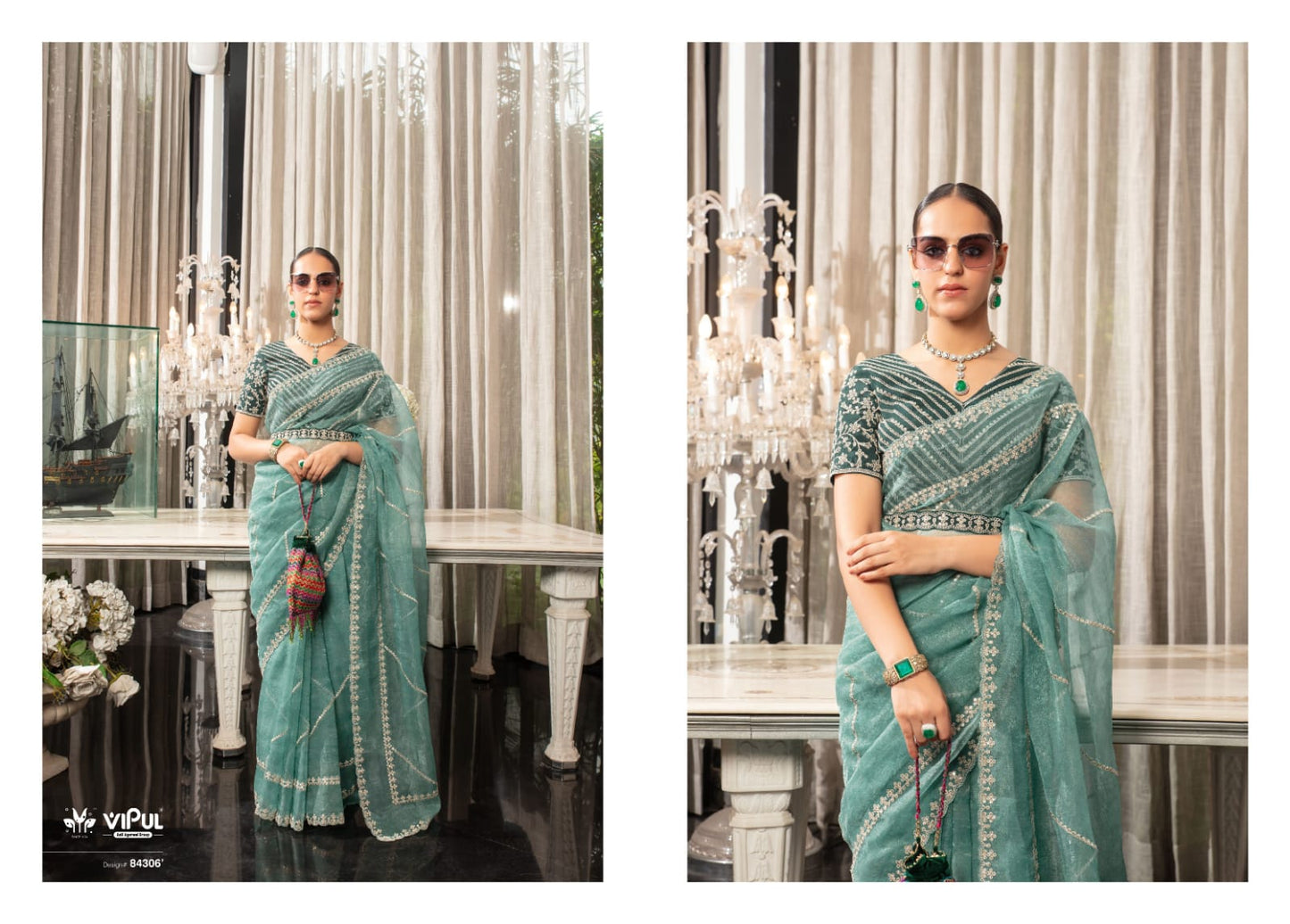 Lehar Vipul Organza Sarees Exporter India