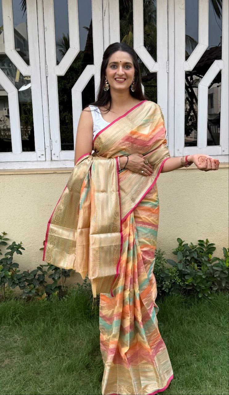 Lehariya Pettern Mira Bela Crepe Silk Sarees Supplier Ahmedabad