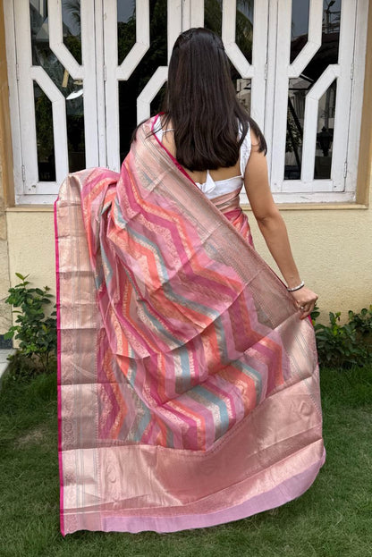 Lehariya Pettern Mira Bela Crepe Silk Sarees Supplier Ahmedabad