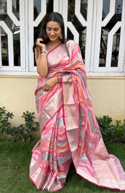 Lehariya Pettern Mira Bela Crepe Silk Sarees Supplier Ahmedabad