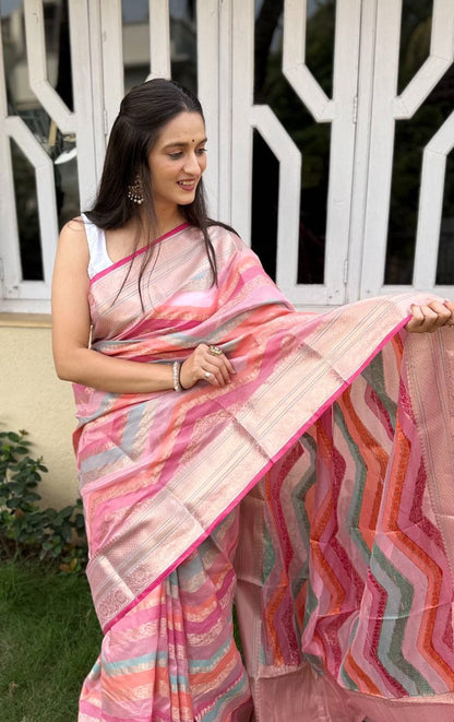 Lehariya Pettern Mira Bela Crepe Silk Sarees Supplier Ahmedabad