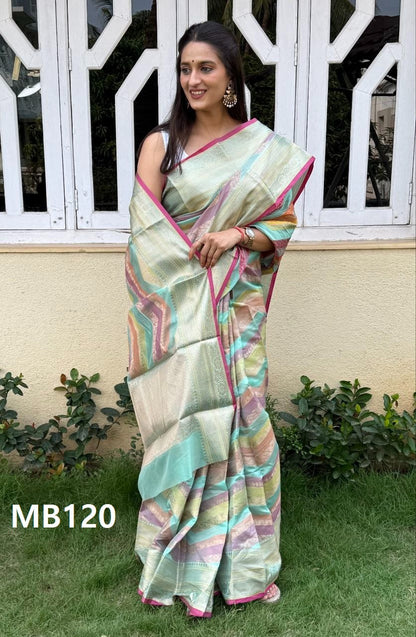 Lehariya Pettern Mira Bela Crepe Silk Sarees Supplier Ahmedabad