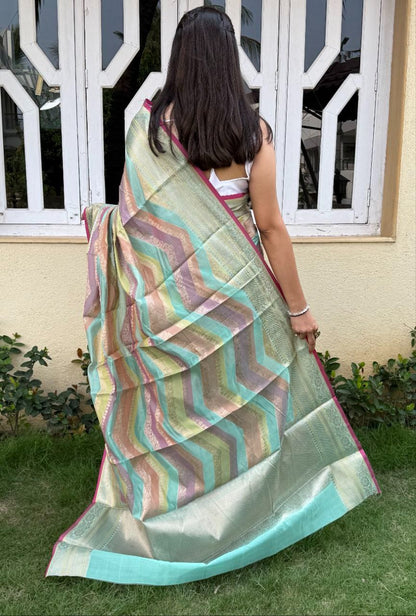 Lehariya Pettern Mira Bela Crepe Silk Sarees Supplier Ahmedabad