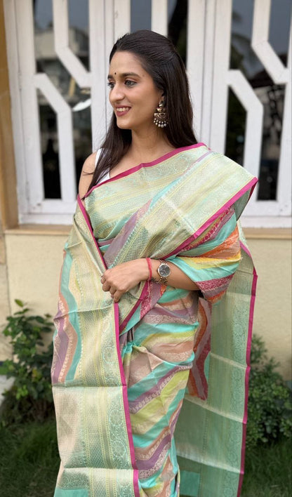 Lehariya Pettern Mira Bela Crepe Silk Sarees Supplier Ahmedabad
