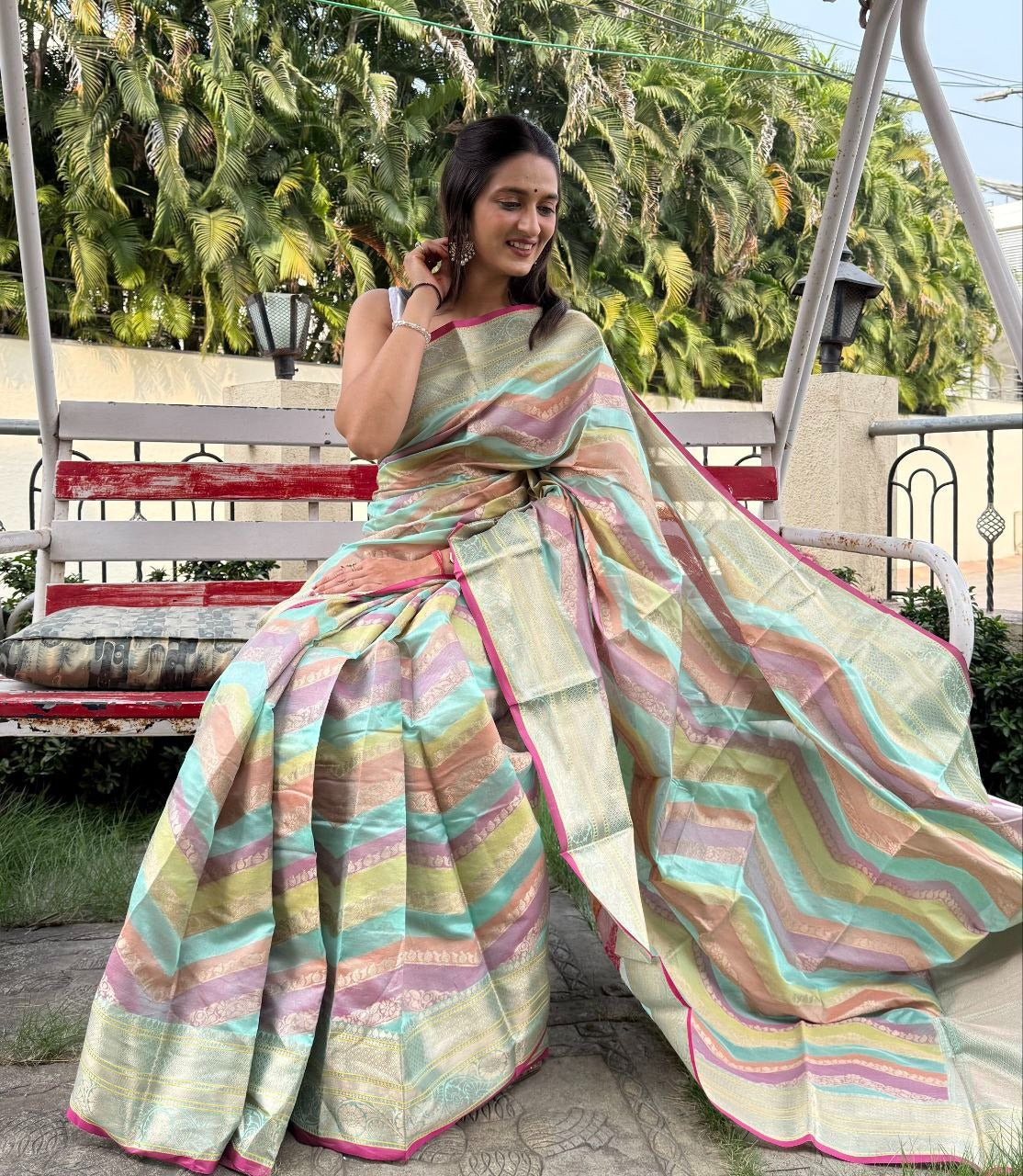 Lehariya Pettern Mira Bela Crepe Silk Sarees Supplier Ahmedabad