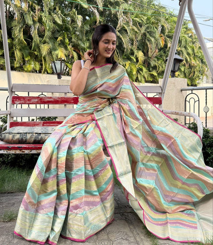 Lehariya Pettern Mira Bela Crepe Silk Sarees Supplier Ahmedabad