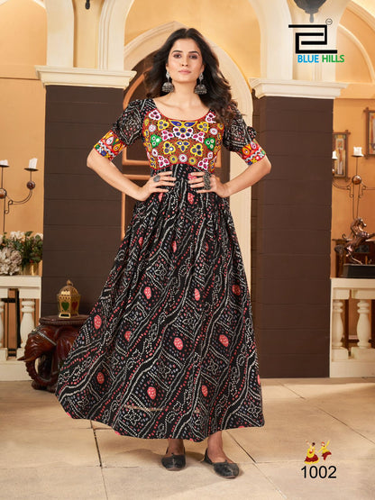 Leheriya Bluehills Georgette One Piece Gown Exporter Gujarat