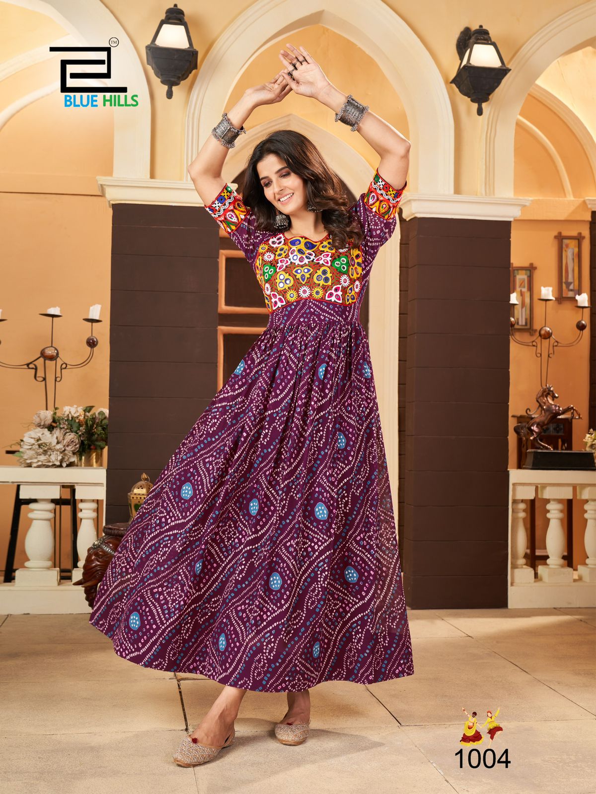 Leheriya Bluehills Georgette One Piece Gown Exporter Gujarat