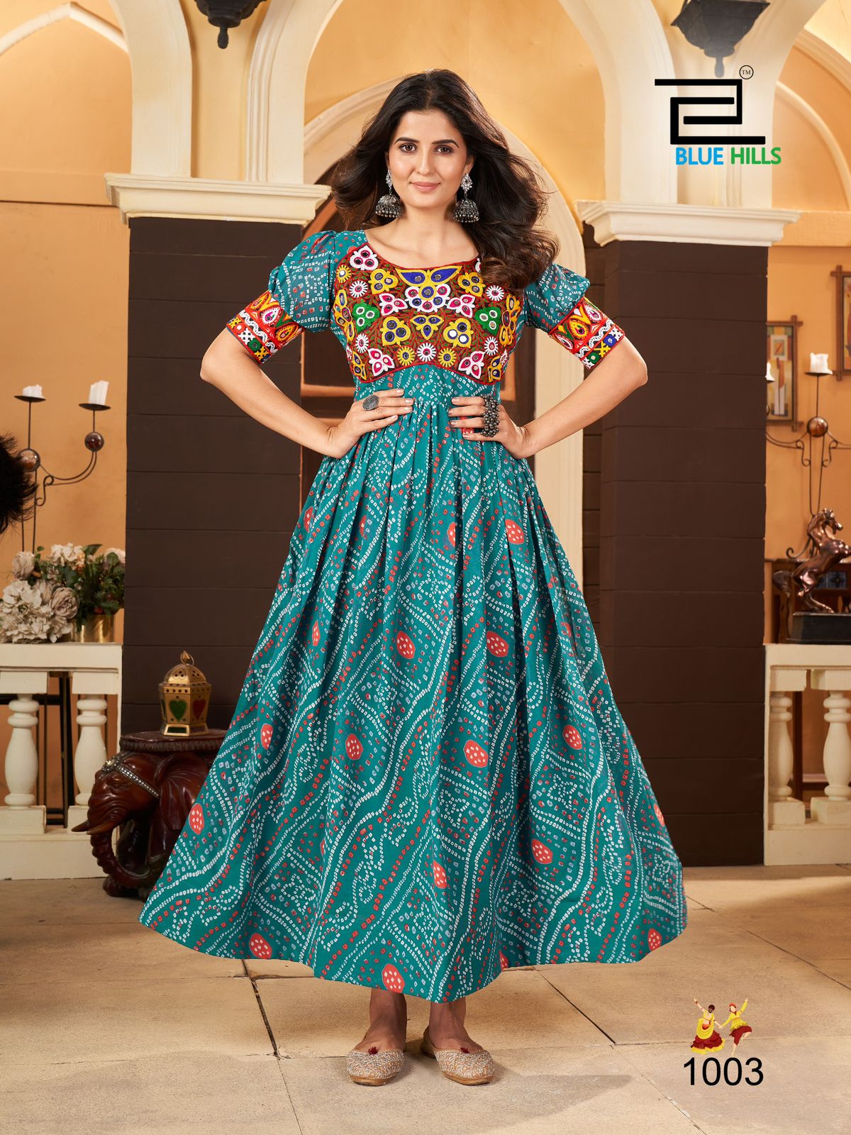 Leheriya Bluehills Georgette One Piece Gown Exporter Gujarat