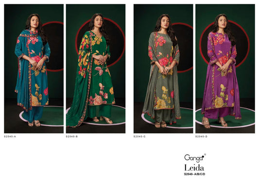 Leida 2040 Ganga Silk Crepe Plazzo Style Suits Exporter