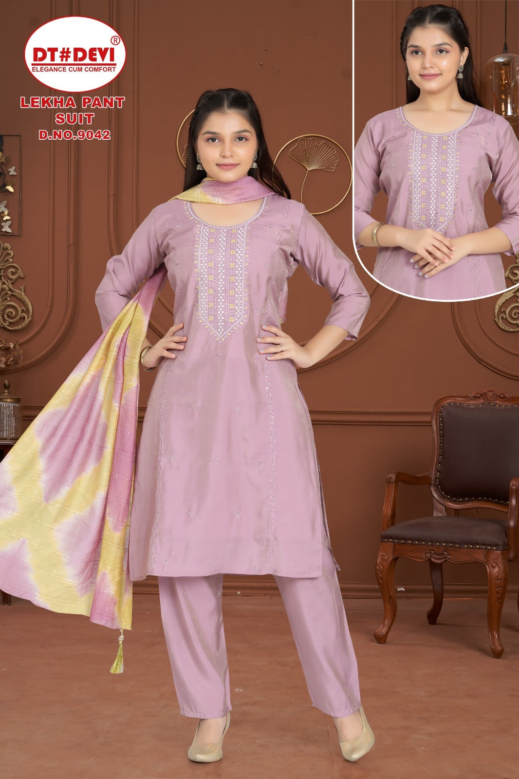 Lekha 9042 Dt Devi Roman Simmer Girls Readymade Pant Suits Wholesaler Gujarat