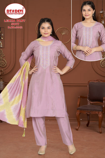Lekha 9042 Dt Devi Roman Simmer Girls Readymade Pant Suits Wholesaler Gujarat