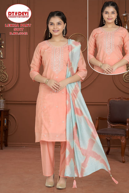 Lekha 9042 Dt Devi Roman Simmer Girls Readymade Pant Suits Wholesaler Gujarat