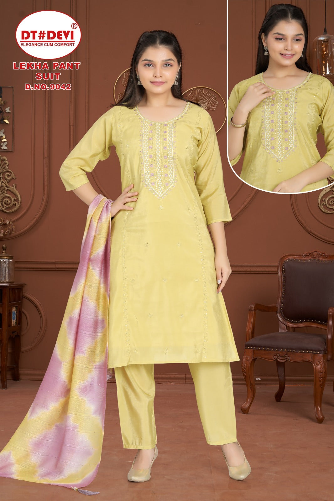 Lekha 9042 Dt Devi Roman Simmer Girls Readymade Pant Suits Wholesaler Gujarat