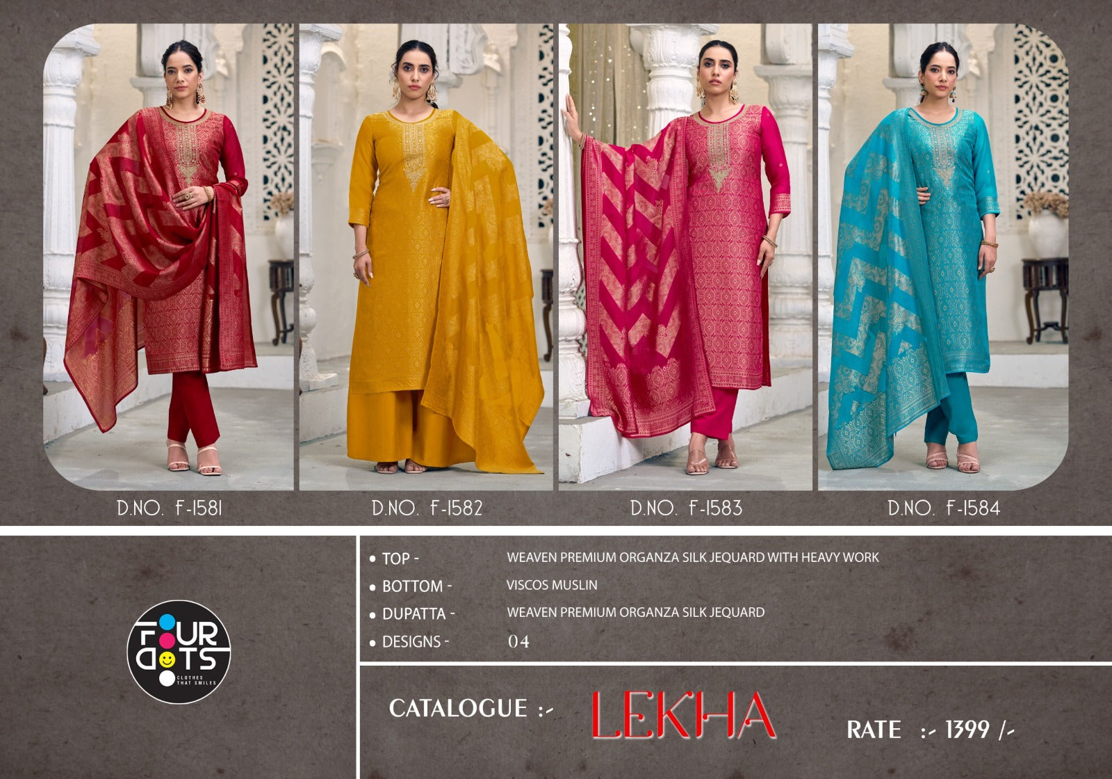 Lekha Four Dots Woven Pant Style Suits Wholesaler Ahmedabad