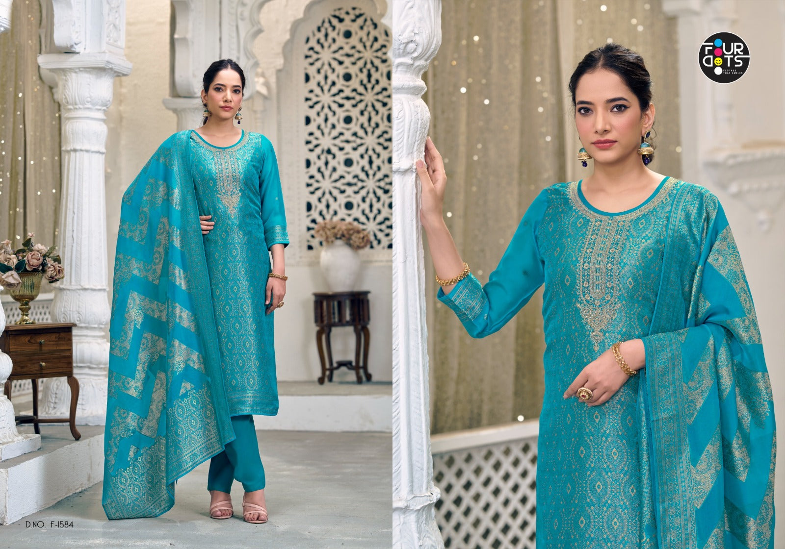 Lekha Four Dots Woven Pant Style Suits Wholesaler Ahmedabad