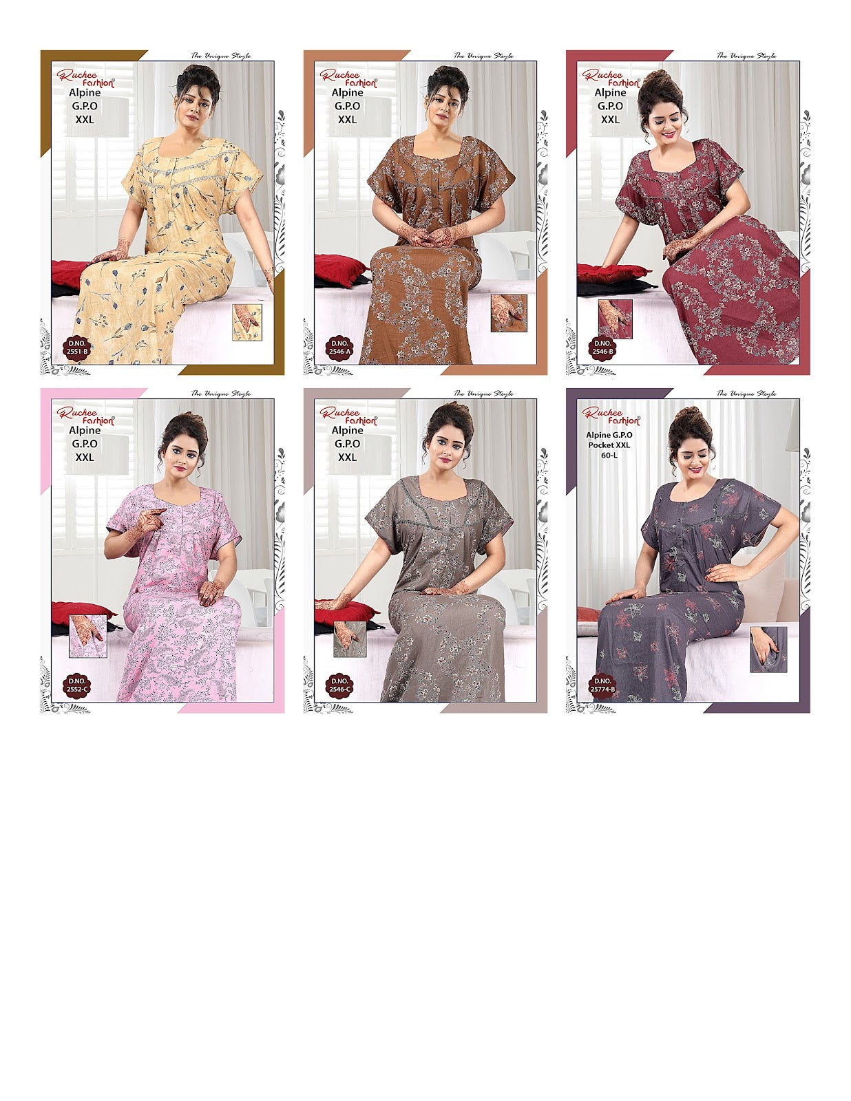 Length 60 Alpine Ruchee Fashion Night Gowns Manufacturer Gujarat