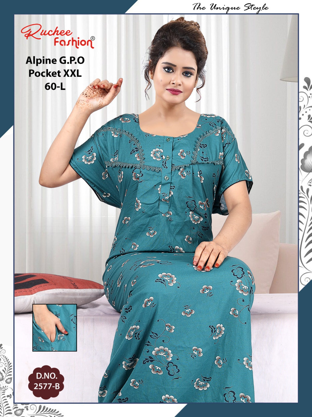 Length 60 Alpine Ruchee Fashion Night Gowns Manufacturer Gujarat