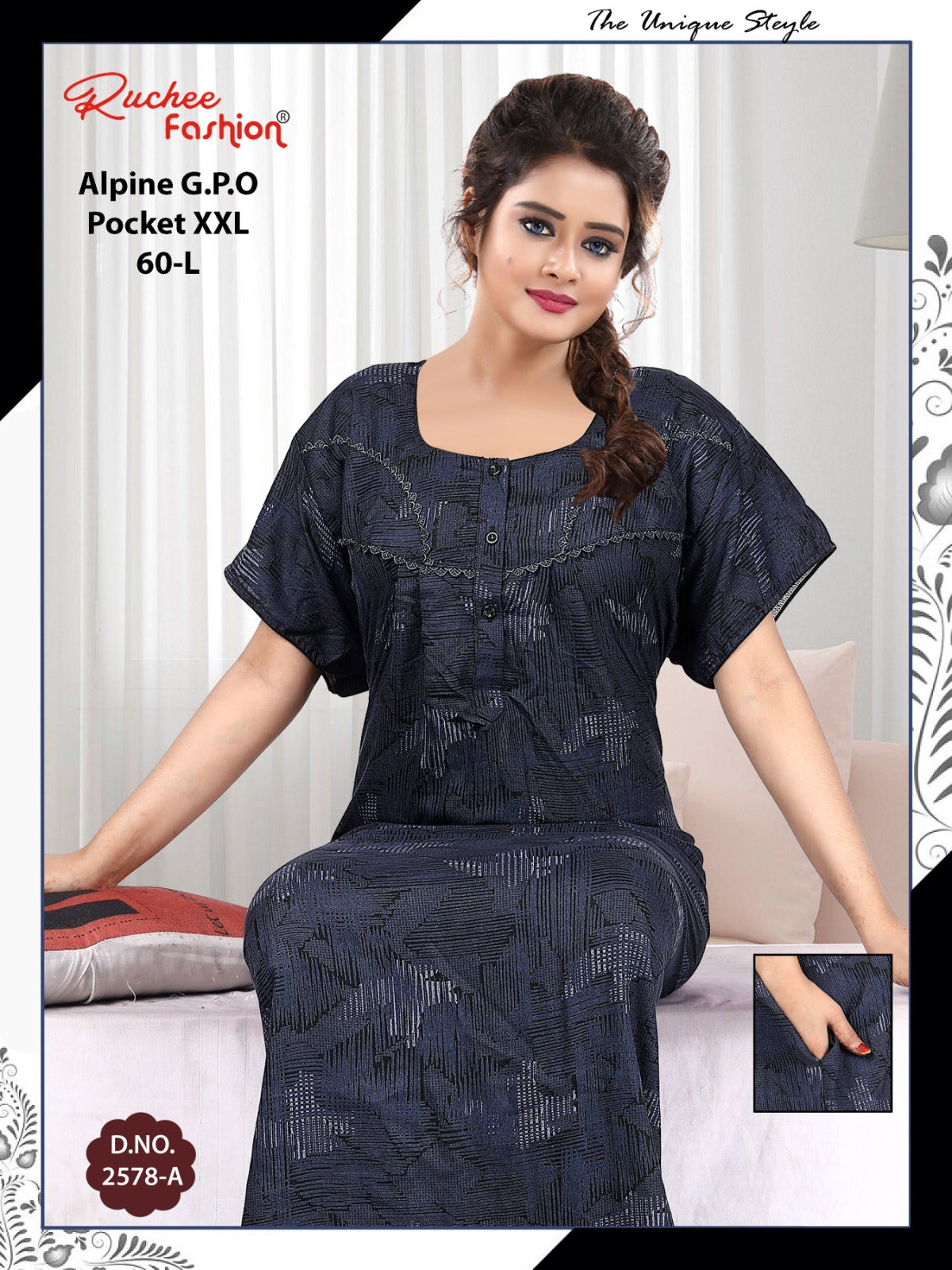 Length 60 Alpine Ruchee Fashion Night Gowns Manufacturer Gujarat
