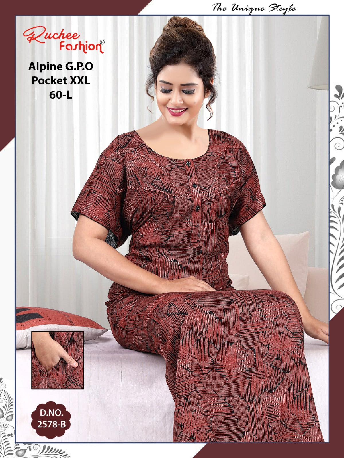 Length 60 Alpine Ruchee Fashion Night Gowns Manufacturer Gujarat
