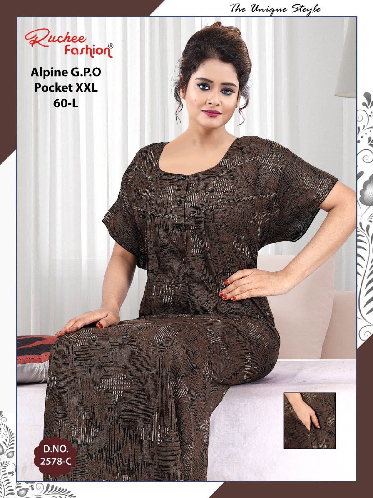 Length 60 Alpine Ruchee Fashion Night Gowns Manufacturer Gujarat
