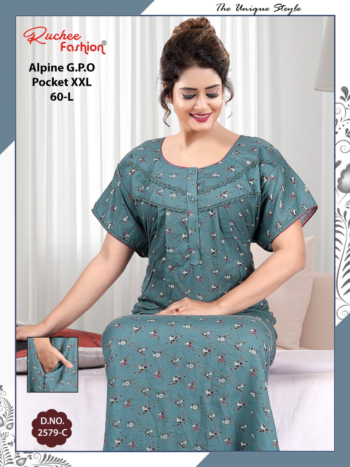 Length 60 Alpine Ruchee Fashion Night Gowns Manufacturer Gujarat