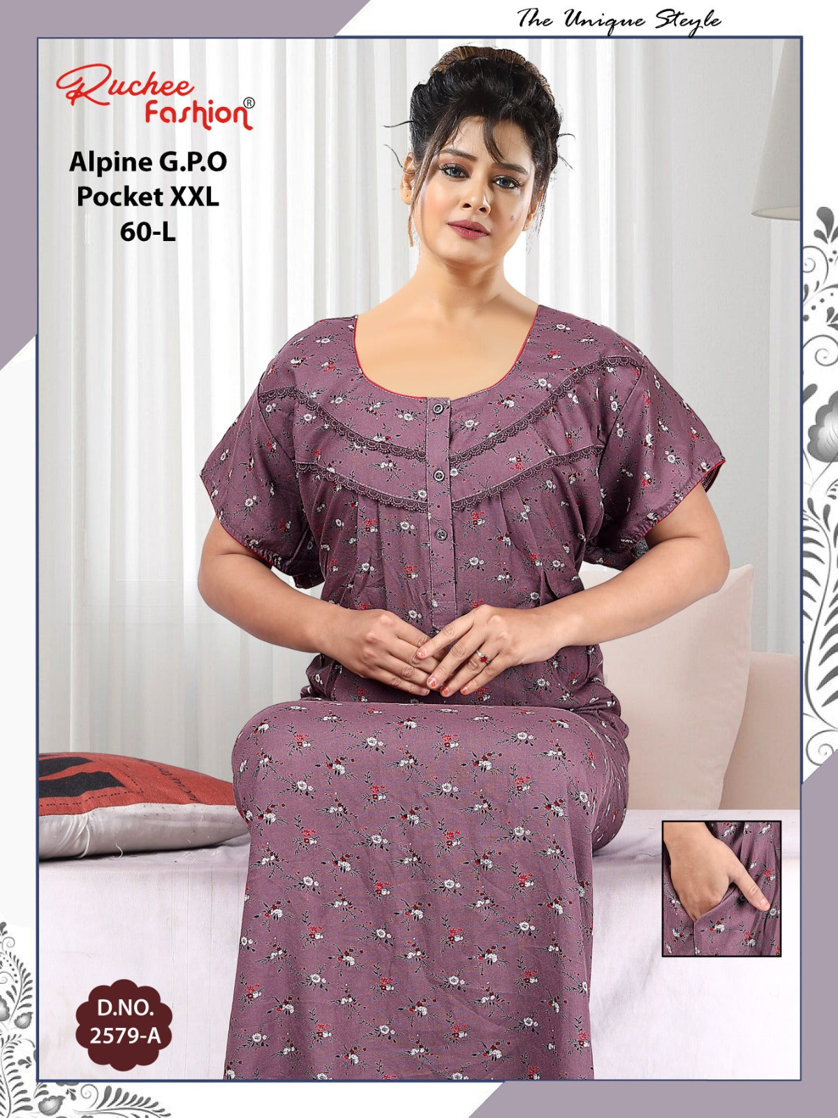 Length 60 Alpine Ruchee Fashion Night Gowns Manufacturer Gujarat