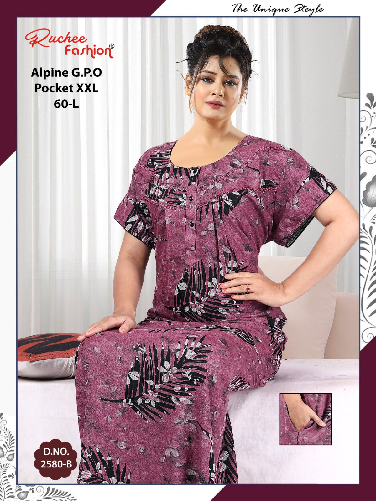 Length 60 Alpine Ruchee Fashion Night Gowns Manufacturer Gujarat