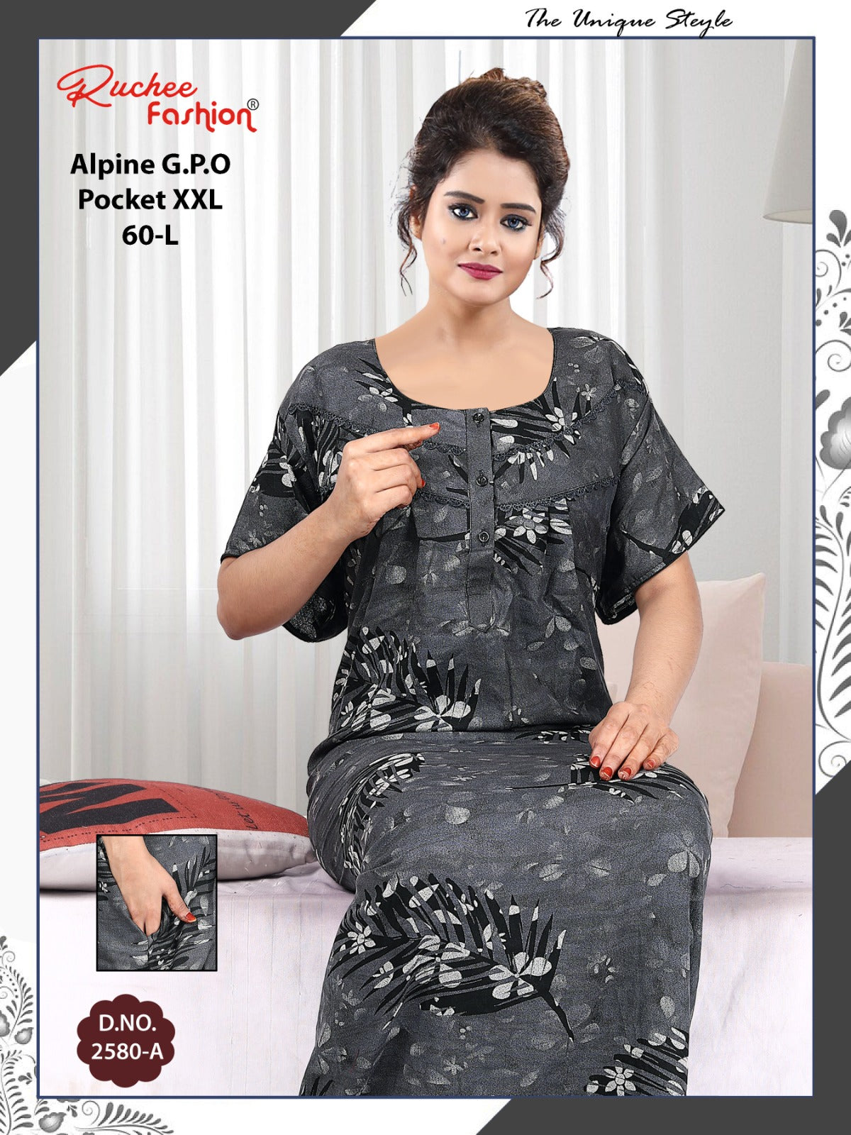 Length 60 Alpine Ruchee Fashion Night Gowns Manufacturer Gujarat