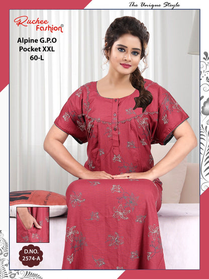 Length 60 Alpine Ruchee Fashion Night Gowns Manufacturer Gujarat