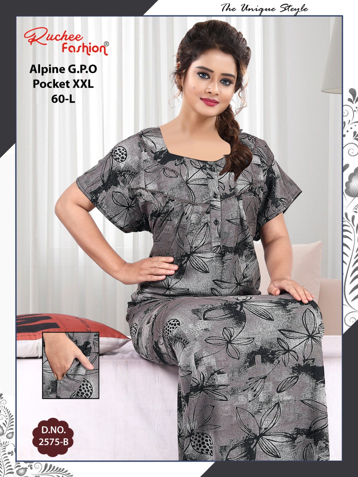 Length 60 Alpine Ruchee Fashion Night Gowns Manufacturer Gujarat