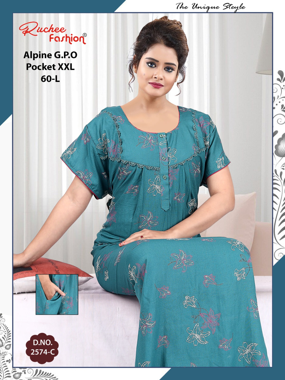 Length 60 Alpine Ruchee Fashion Night Gowns Manufacturer Gujarat