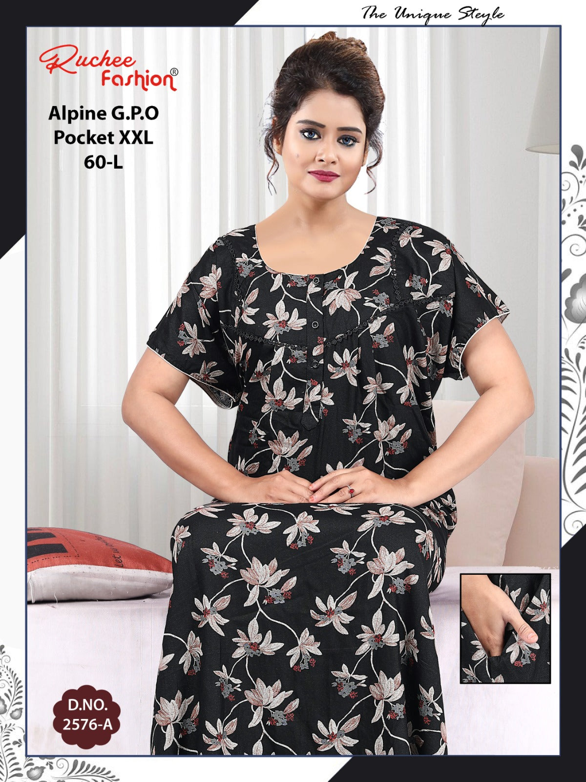 Length 60 Alpine Ruchee Fashion Night Gowns Manufacturer Gujarat