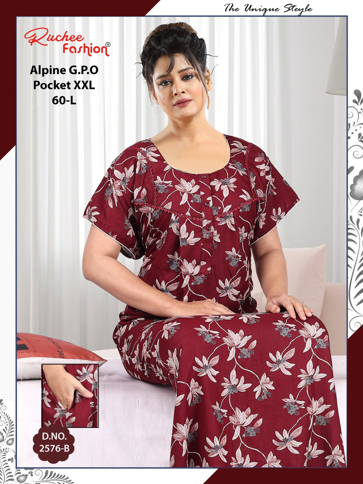Length 60 Alpine Ruchee Fashion Night Gowns Manufacturer Gujarat