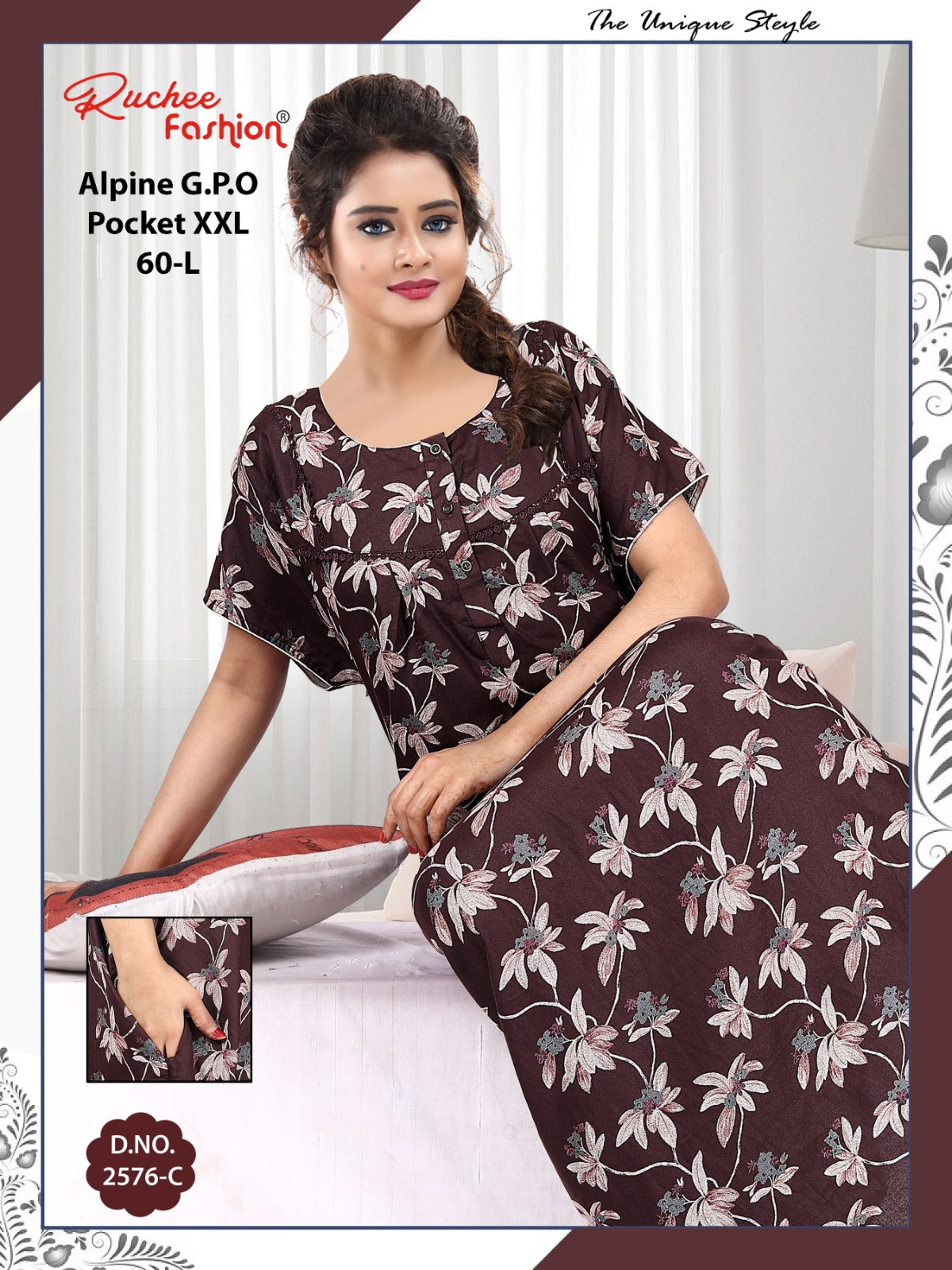 Length 60 Alpine Ruchee Fashion Night Gowns Manufacturer Gujarat