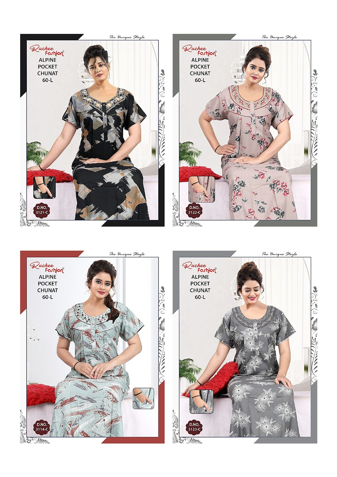 Length 60 Ruchee Fashion Alpine Night Gowns Manufacturer