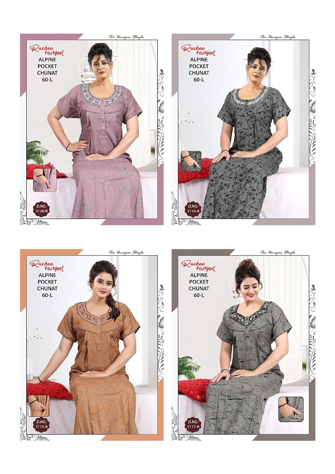 Length 60 Ruchee Fashion Alpine Night Gowns Manufacturer