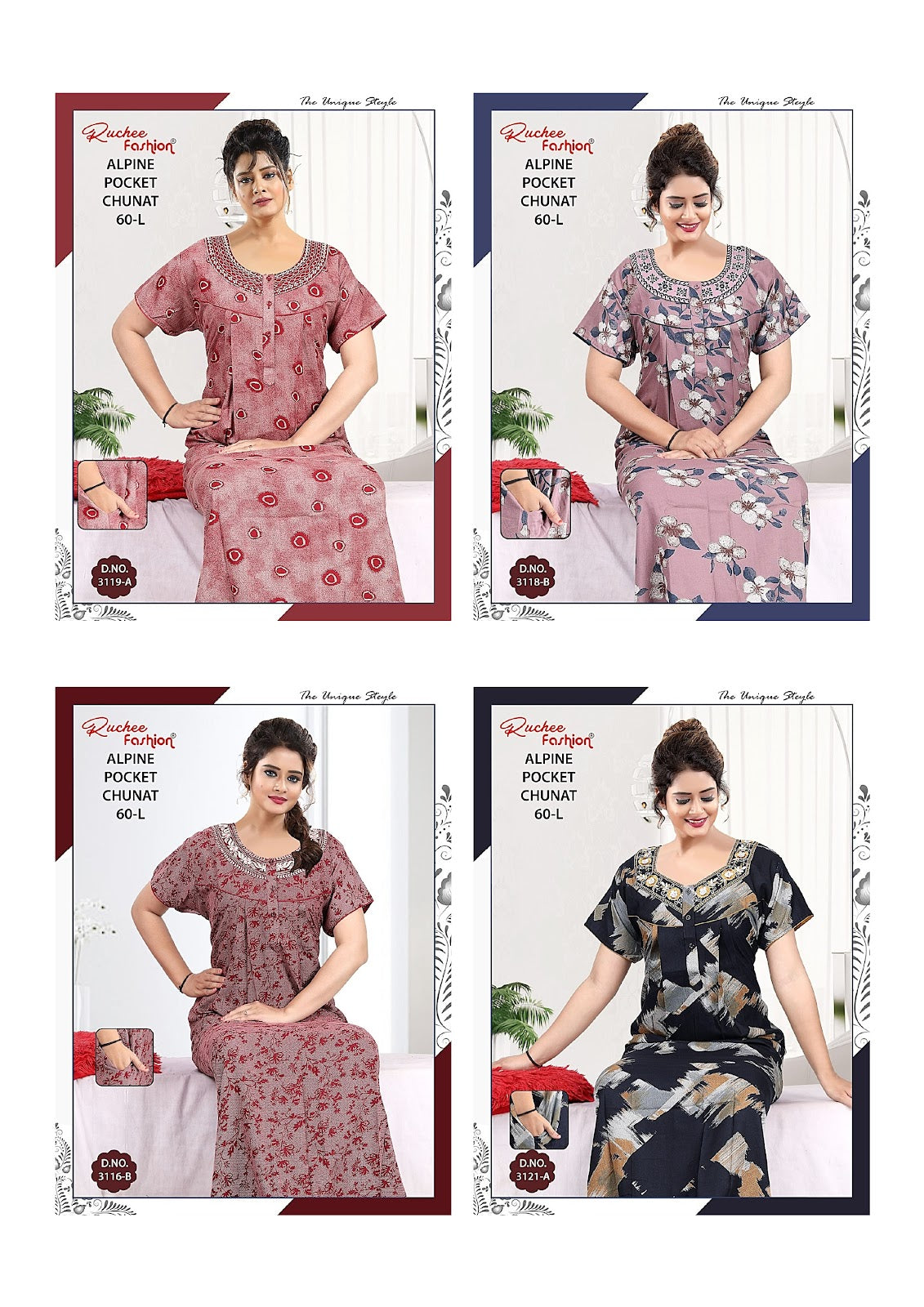 Length 60 Ruchee Fashion Alpine Night Gowns Manufacturer