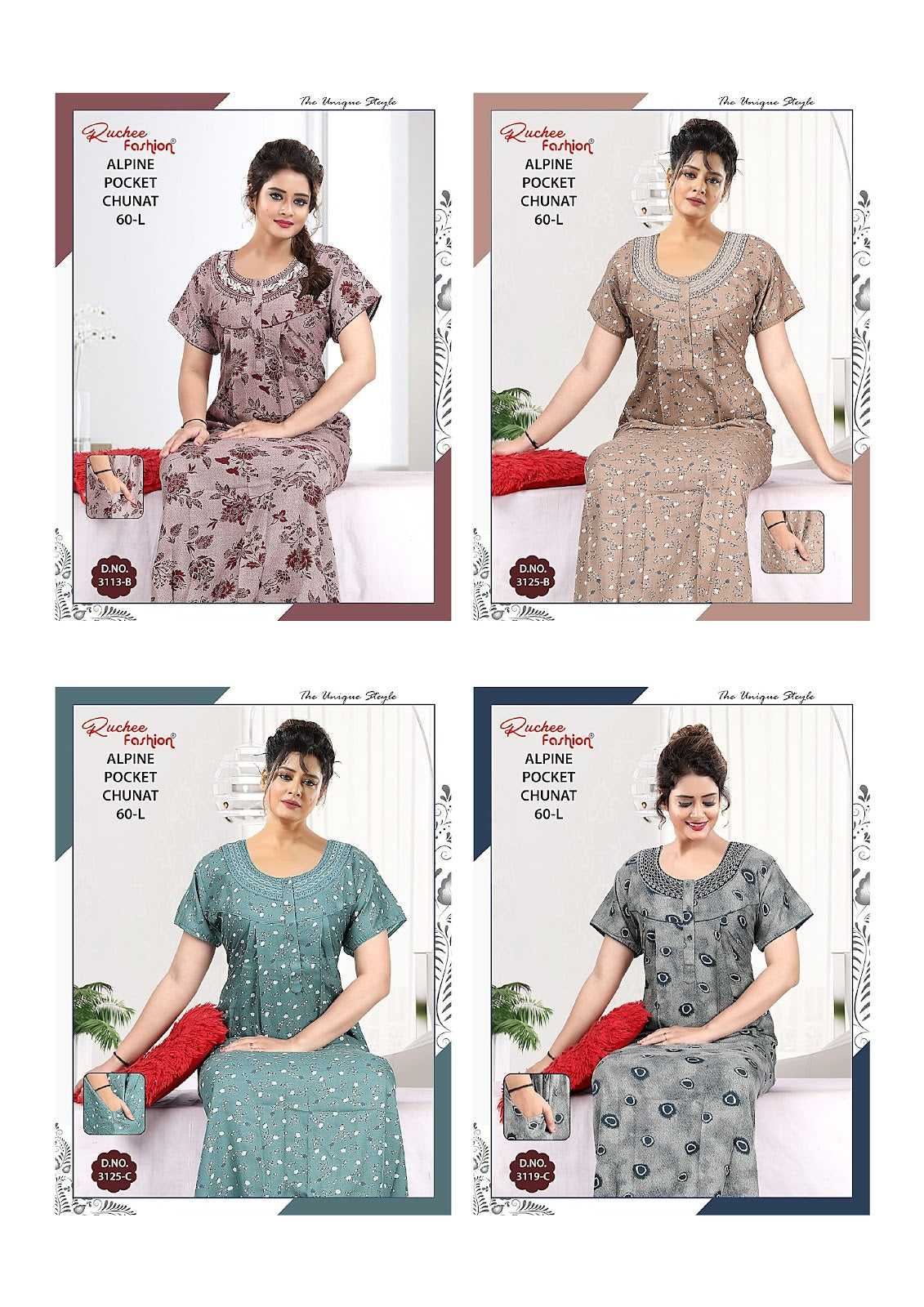 Length 60 Ruchee Fashion Alpine Night Gowns Manufacturer