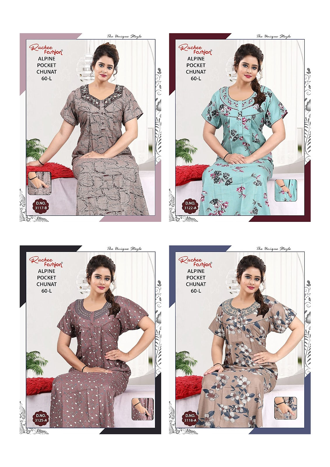 Length 60 Ruchee Fashion Alpine Night Gowns Manufacturer