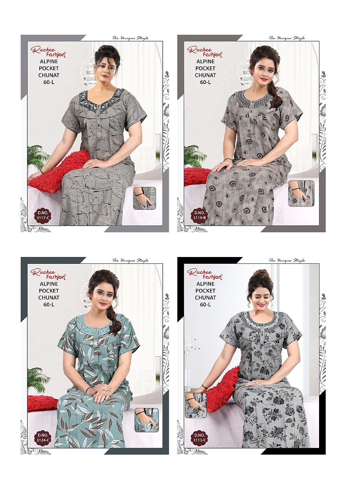 Length 60 Ruchee Fashion Alpine Night Gowns Manufacturer