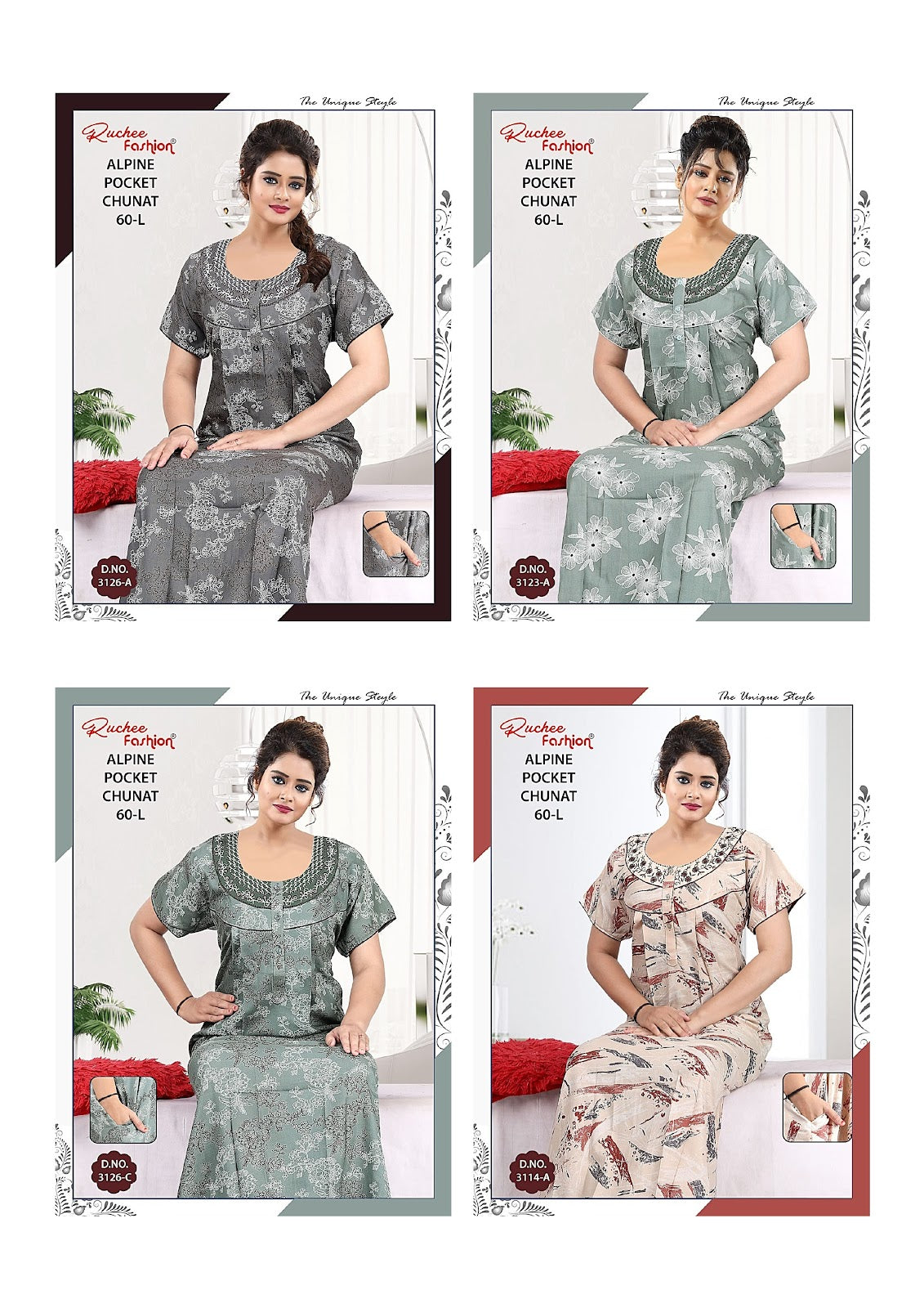 Length 60 Ruchee Fashion Alpine Night Gowns Manufacturer