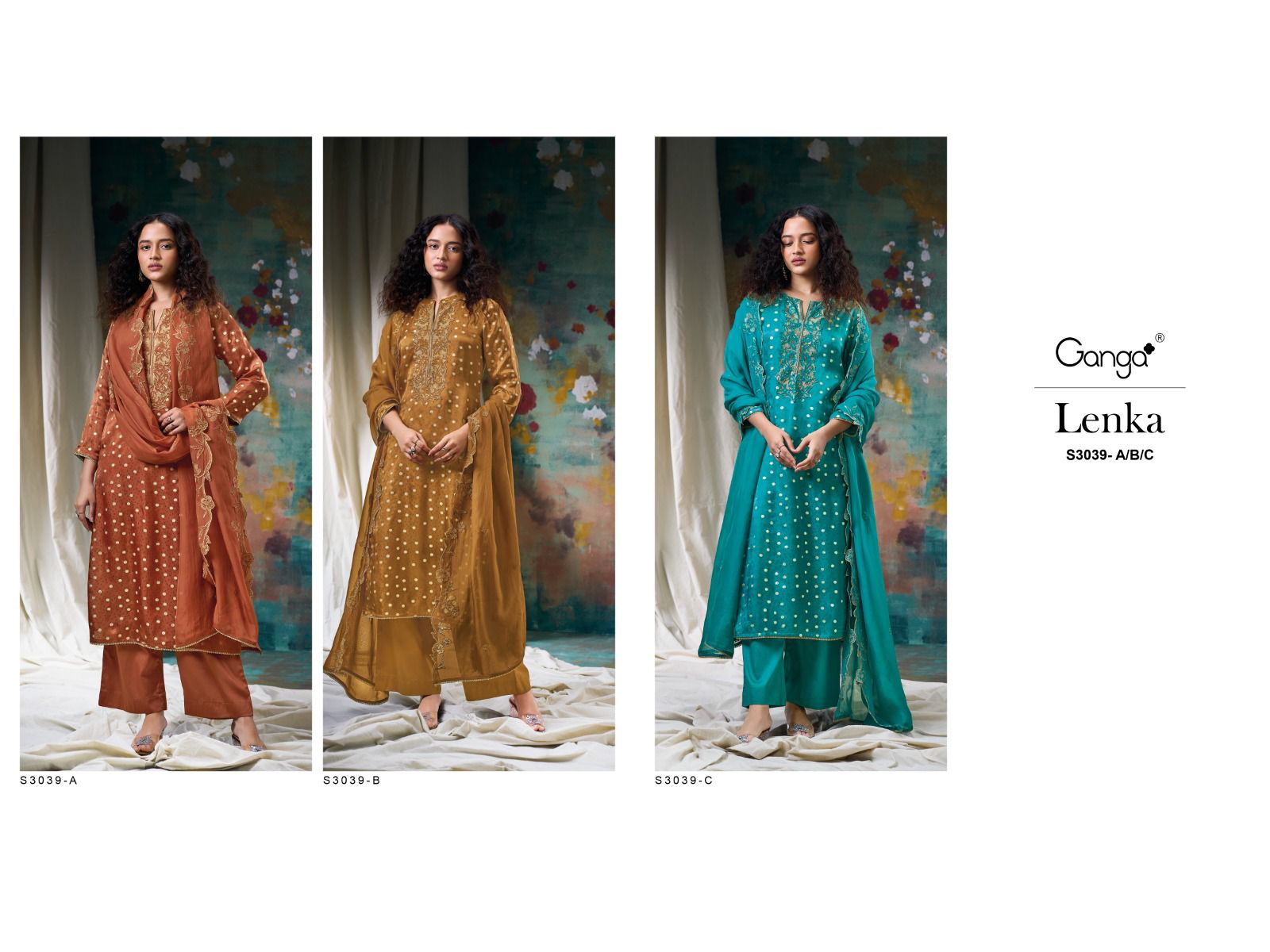 Lenka S3039 Ganga Pure Bemberg Plazzo Style Suits Manufacturer