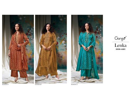 Lenka S3039 Ganga Pure Bemberg Plazzo Style Suits Manufacturer