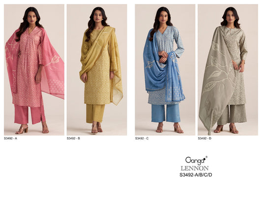 Lennon 3492 Ganga Cotton Pant Style Suits Wholesale Price