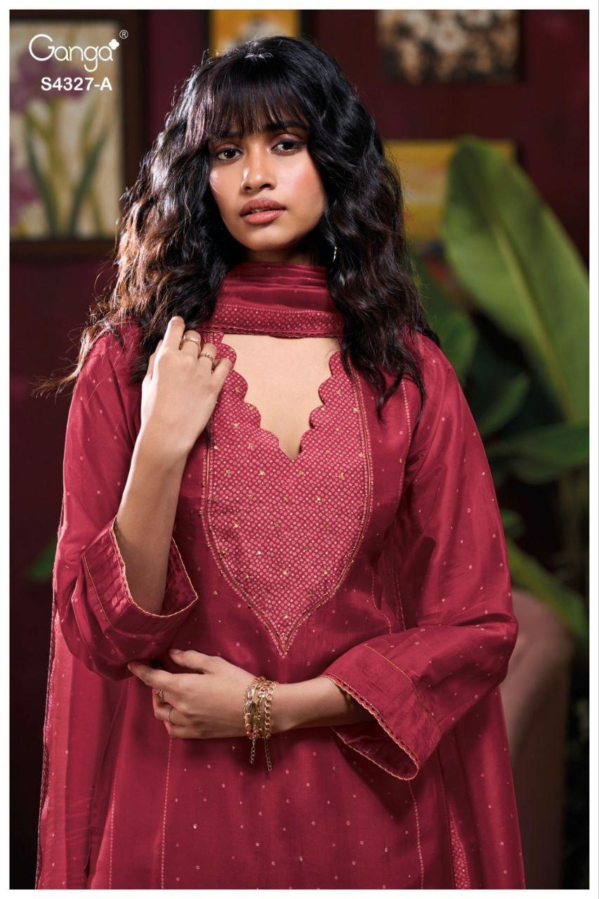 Leshya 4327 Ganga Bemberg Silk Pant Style Suits Supplier