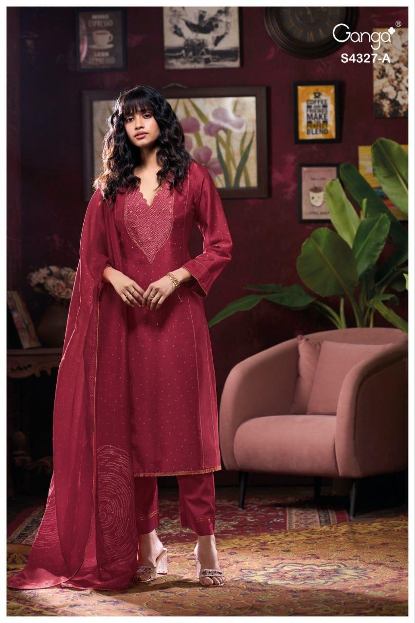 Leshya 4327 Ganga Bemberg Silk Pant Style Suits Supplier