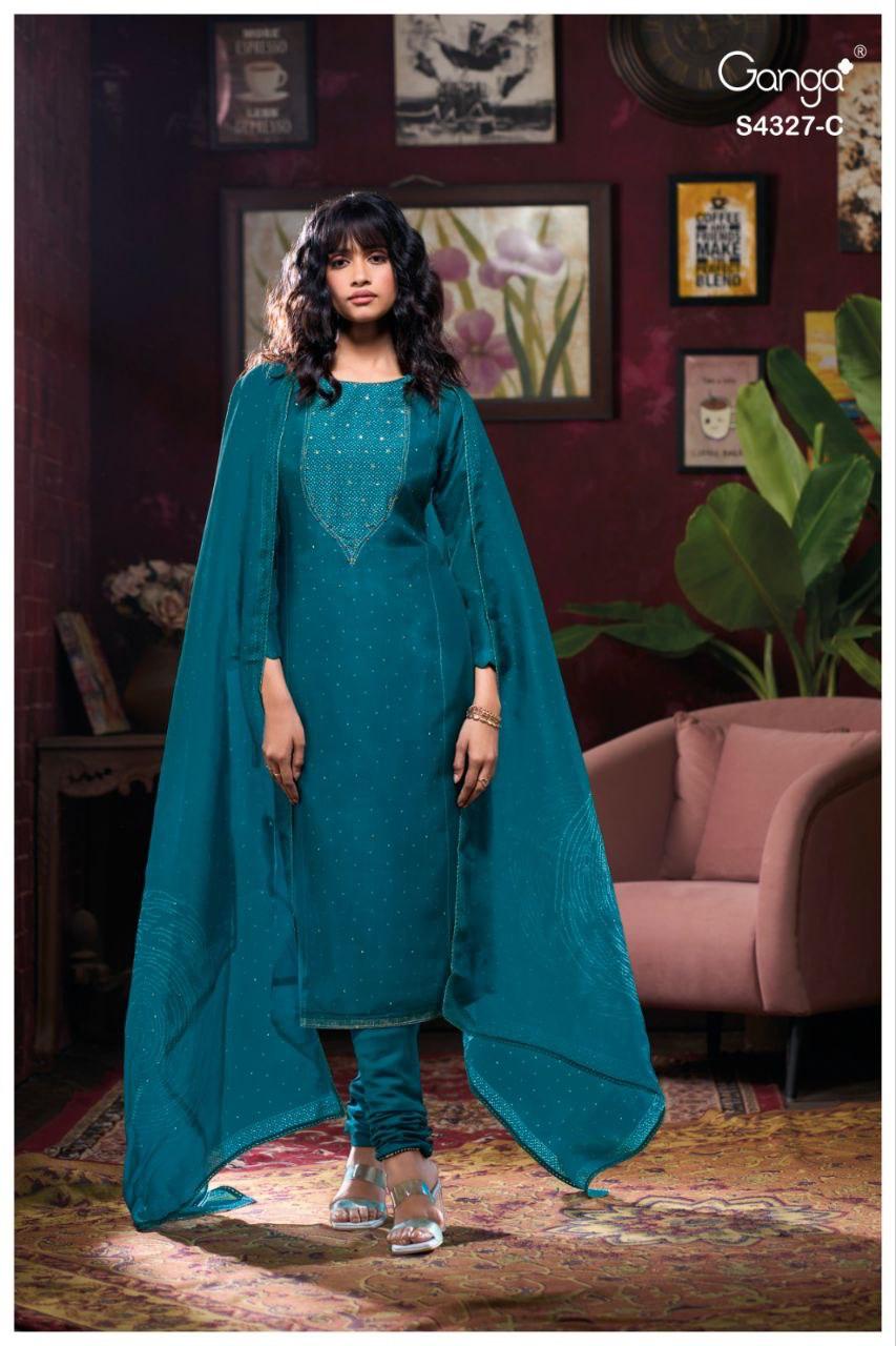 Leshya 4327 Ganga Bemberg Silk Pant Style Suits Supplier